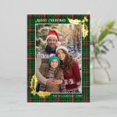 Green Christmas Plaid | Merry Christmas Photocard 箔シーズンカード (立ち正面)