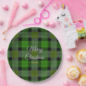Green Christmas Plaid Pattern ペーパープレート (パーティー)
