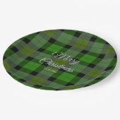 Green Christmas Plaid Pattern ペーパープレート (アングル)