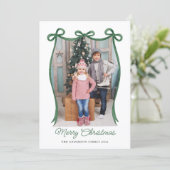 Green Christmas Ribbon Two-Photo シーズンカード (スタンド正面)