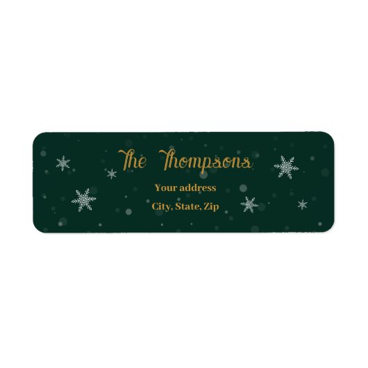 Green Christmas Snow Flakes ラベル (正面)