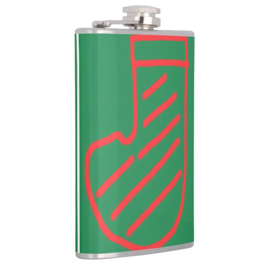 Green Christmas Stocking on Green フラスク (右)