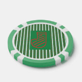 Green Christmas Stocking on Green ポーカーチップ (シングル)