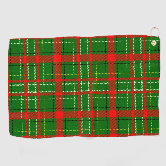 Green Christmas Tartan Plaid Pattern Design ゴルフタオル (横)