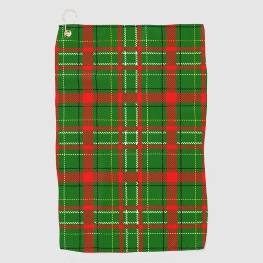 Green Christmas Tartan Plaid Pattern Design ゴルフタオル (正面)