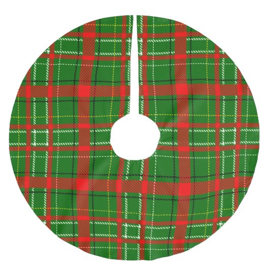 Green Christmas Tartan Plaid Pattern Design  ブラッシュドポリエステルツリースカート (正面)
