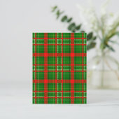 Green Christmas Tartan Plaid Pattern Design  ポストカード (スタンド正面)