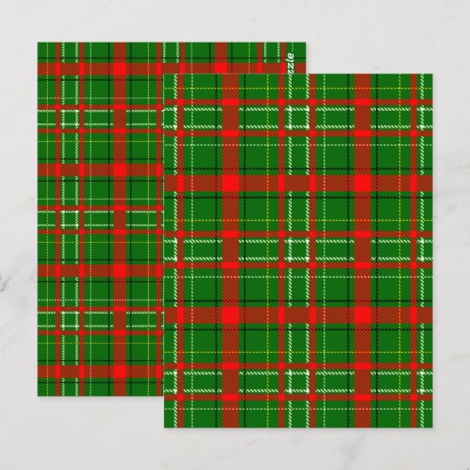Green Christmas Tartan Plaid Pattern Design  ポストカード (正面/裏面)