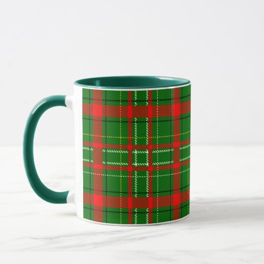 Green Christmas Tartan Plaid Pattern Design  マグカップ (左)