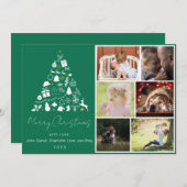 Green Christmas Tree Design Flat Holiday Card シーズンカード (正面/裏面)