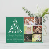 Green Christmas Tree Design Flat Holiday Card シーズンカード (スタンド正面)