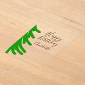 Green Christmas tree happy birthday December winte アクリル招待状 (レイダウン)