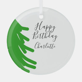 Green Christmas tree happy birthday December winte ガラスオーナメント