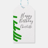 Green Christmas tree happy birthday December winte ギフトタグ (裏面)