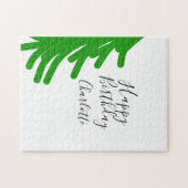 Green Christmas tree happy birthday December winte ジグソーパズル (横)