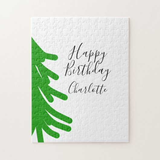 Green Christmas tree happy birthday December winte ジグソーパズル (縦)