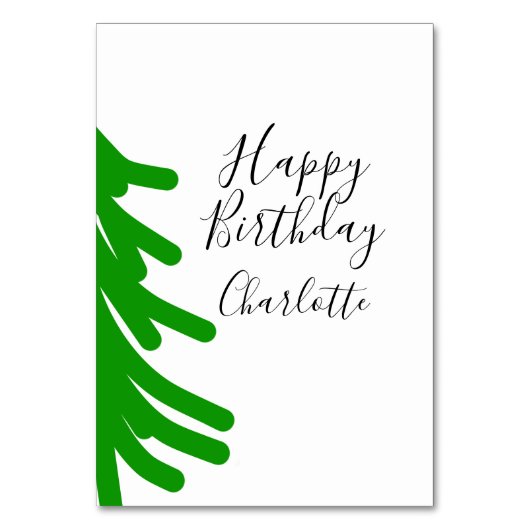 Green Christmas tree happy birthday December winte テーブルナンバー (正面)