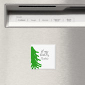 Green Christmas tree happy birthday December winte マグネット (インサイチュ (食洗機))