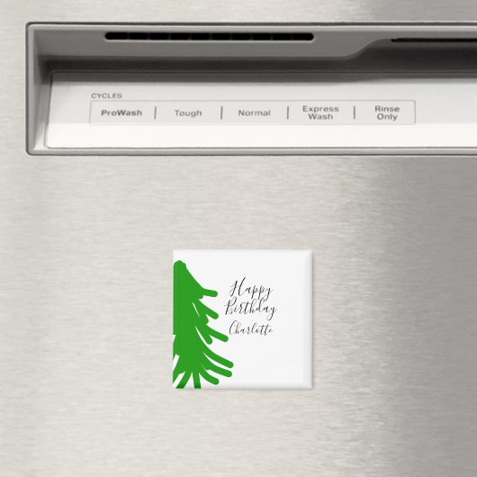 Green Christmas tree happy birthday December winte マグネット (インサイチュ (食洗機))