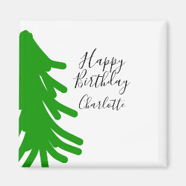Green Christmas tree happy birthday December winte マグネット