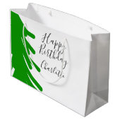 Green Christmas tree happy birthday December winte ラージペーパーバッグ (裏面アングル)