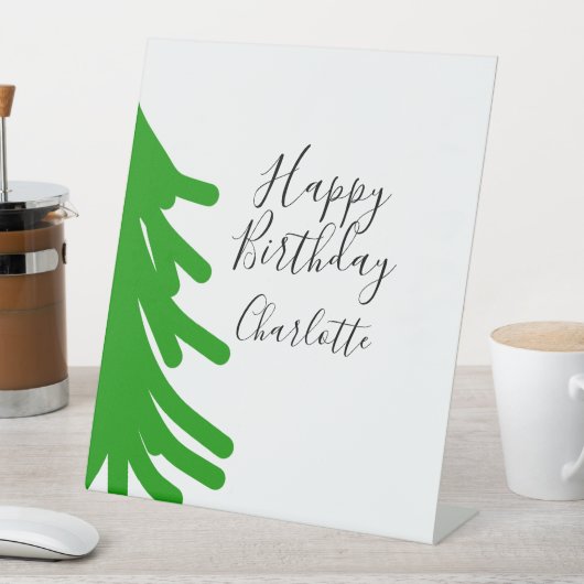 Green Christmas tree happy birthday December winte 台座サイン (インサイチュ)