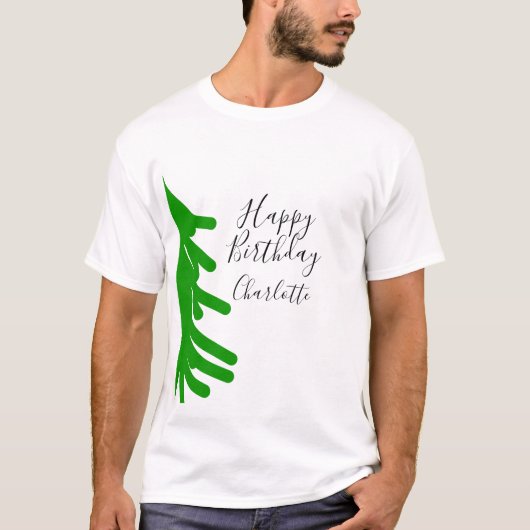 Green Christmas tree happy birthday December winte Tシャツ (正面)