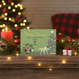 Green Christmas Tree Photo Thank You Card | Holida サンキューカード