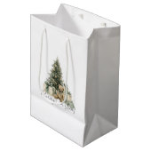 Green Christmas Tree Teddy Bear Gifts ミディアムペーパーバッグ (正面アングル)