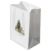Green Christmas Tree Teddy Bear Gifts ミディアムペーパーバッグ (裏面アングル)