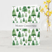 Green Christmas Trees   カード (黄色い花)