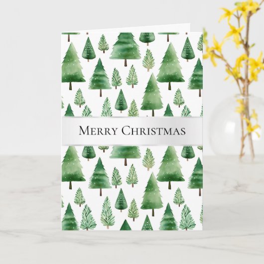 Green Christmas Trees   カード (黄色い花)