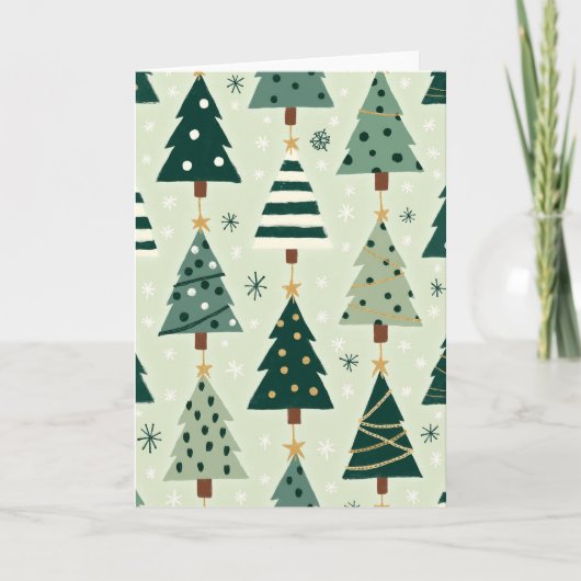 Green Christmas Trees Card カード (正面)