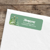 Green Christmas Trees Custom Return Address ラベル