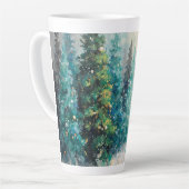 Green Christmas Trees Winter Forest カフェラテマグ (左アングル)