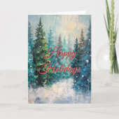 Green Christmas Trees Winter Forest カード (正面)