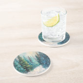 Green Christmas Trees Winter Forest コースター (側面)