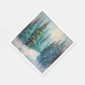 Green Christmas Trees Winter Forest スタンダードランチョンナプキン (角)