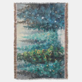 Green Christmas Trees Winter Forest スローブランケット (正面縦)