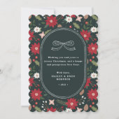 Green Christmas Wreath Floral Holiday Photo Card 招待状 (裏面)