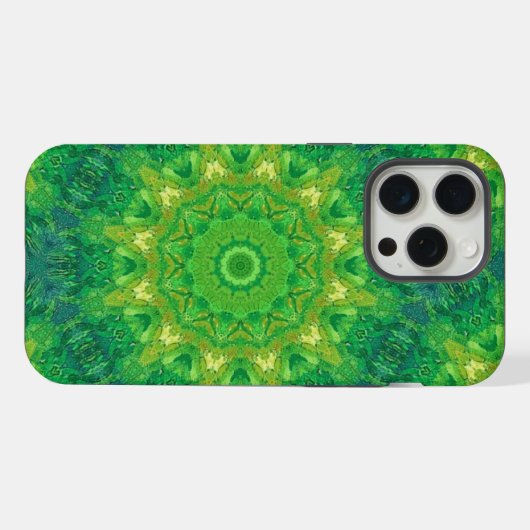 Green Circular Pattern Phone Case iPhoneケース (裏面横)