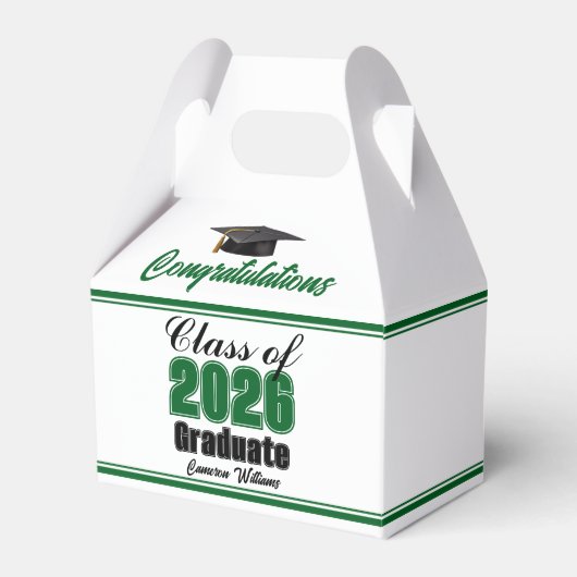 Green Class of 2026 Custom Graduation Party フェイバーボックス (正面サイド)