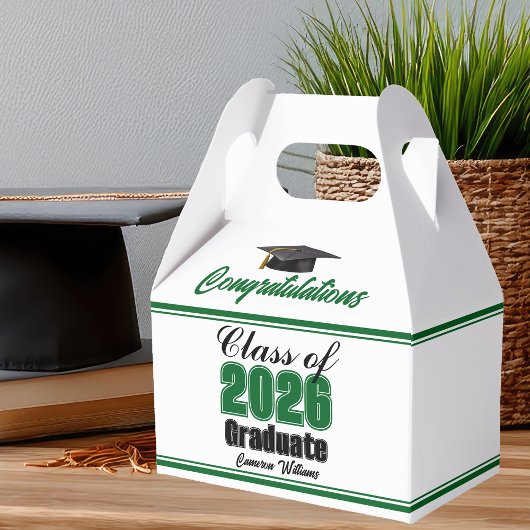 Green Class of 2026 Custom Graduation Party フェイバーボックス