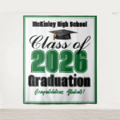 Green Class of 2026 Graduation Party Photo Booth タペストリー (正面)