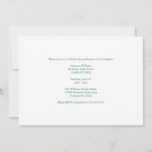 Green Class of 2026 Photo Graduation Party 招待状 (裏面)