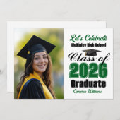 Green Class of 2026 Photo Graduation Party 招待状 (正面/裏面)