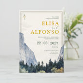 Green Cliff Classic Watercolor Monogram Wedding 招待状 (スタンド正面)