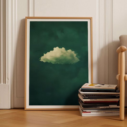 Green Cloud Print Moody Cloud Painting Emerald Gre ポスター
