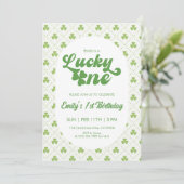 Green Clover Lucky One First Birthday 招待状 (スタンド正面)