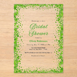 Green Clover St Patrick's Day Irish Bridal Shower  アクリル招待状